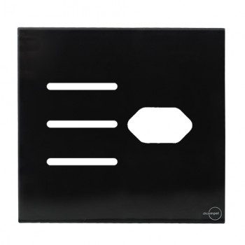 Placa p/ 3 Interruptores + Tomada 4x4 - Novara Glass Preto Brilhante Placa p/ 3 Interruptores + Tomada 4x4 - Novara Glass Preto Brilhante